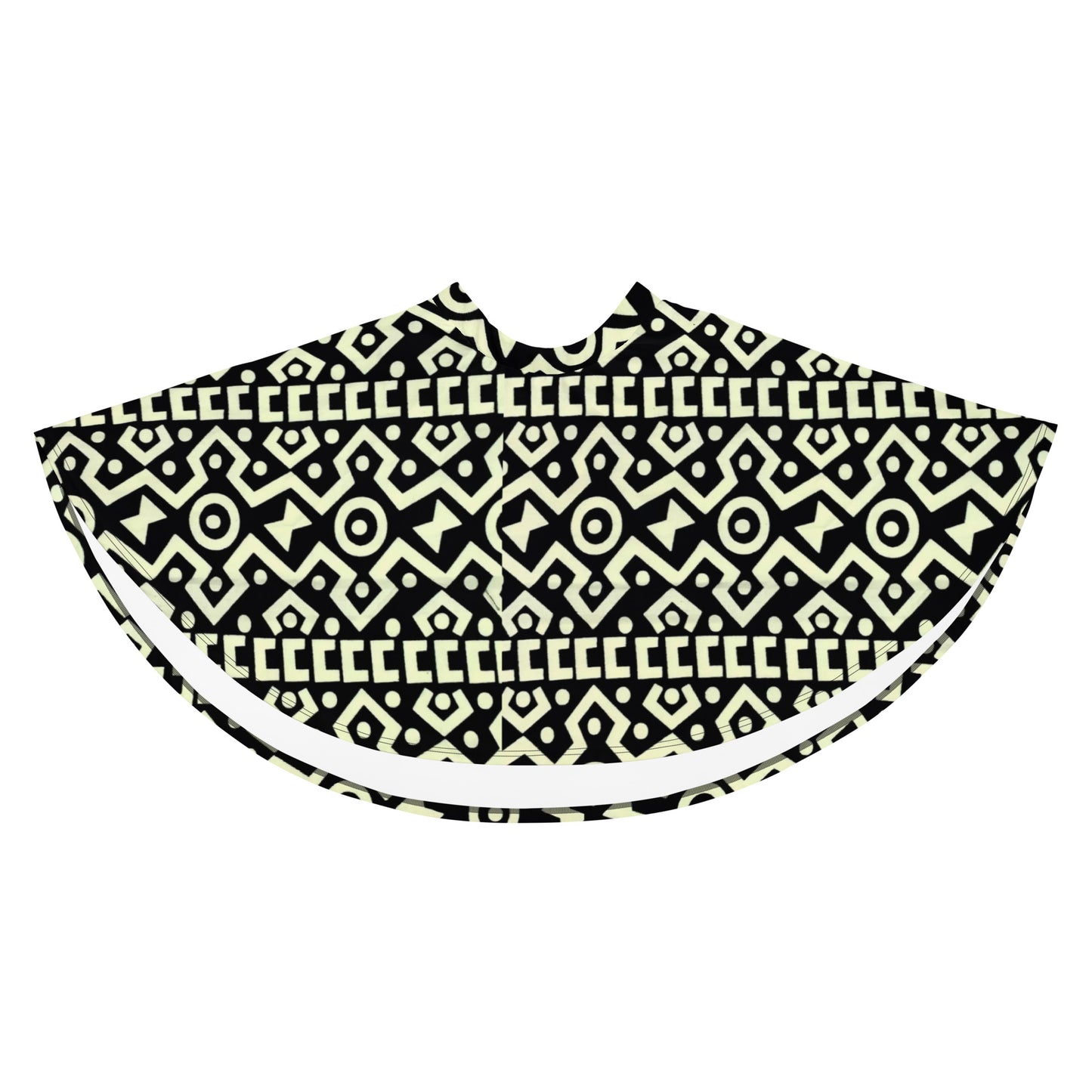 Black Cream Bogolan Ankara Skater Skirt