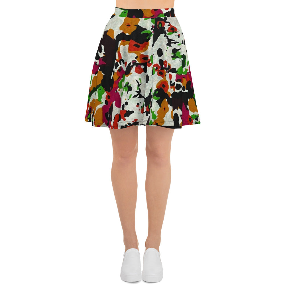 Multicolour Paint Ankara Skater Skirt