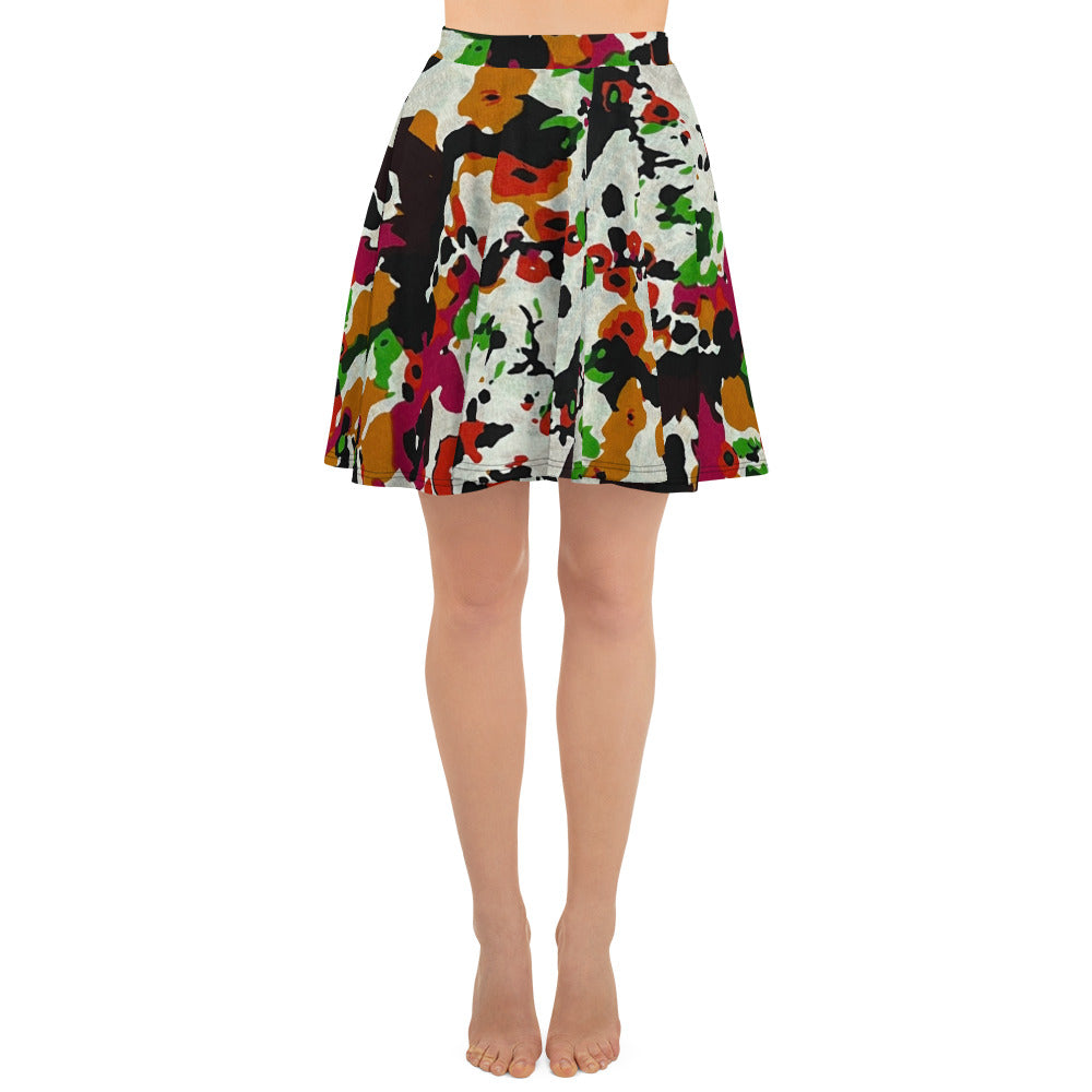 Multicolour Paint Ankara Skater Skirt