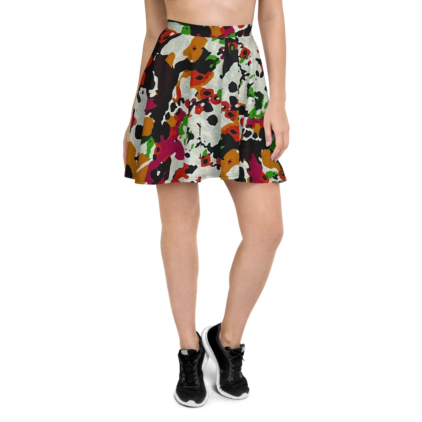 Multicolour Paint Ankara Skater Skirt