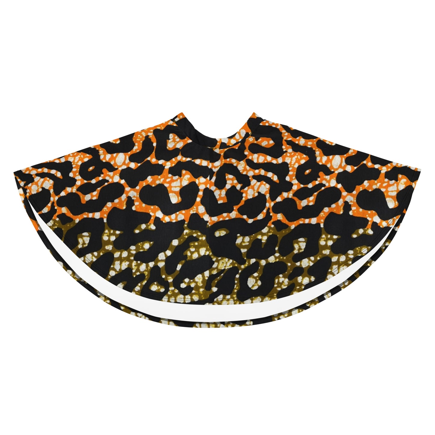 Green Orange Leopard Skater Skirt