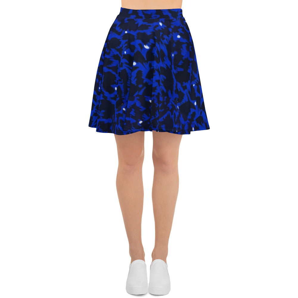 Blue Leopard Skater Skirt