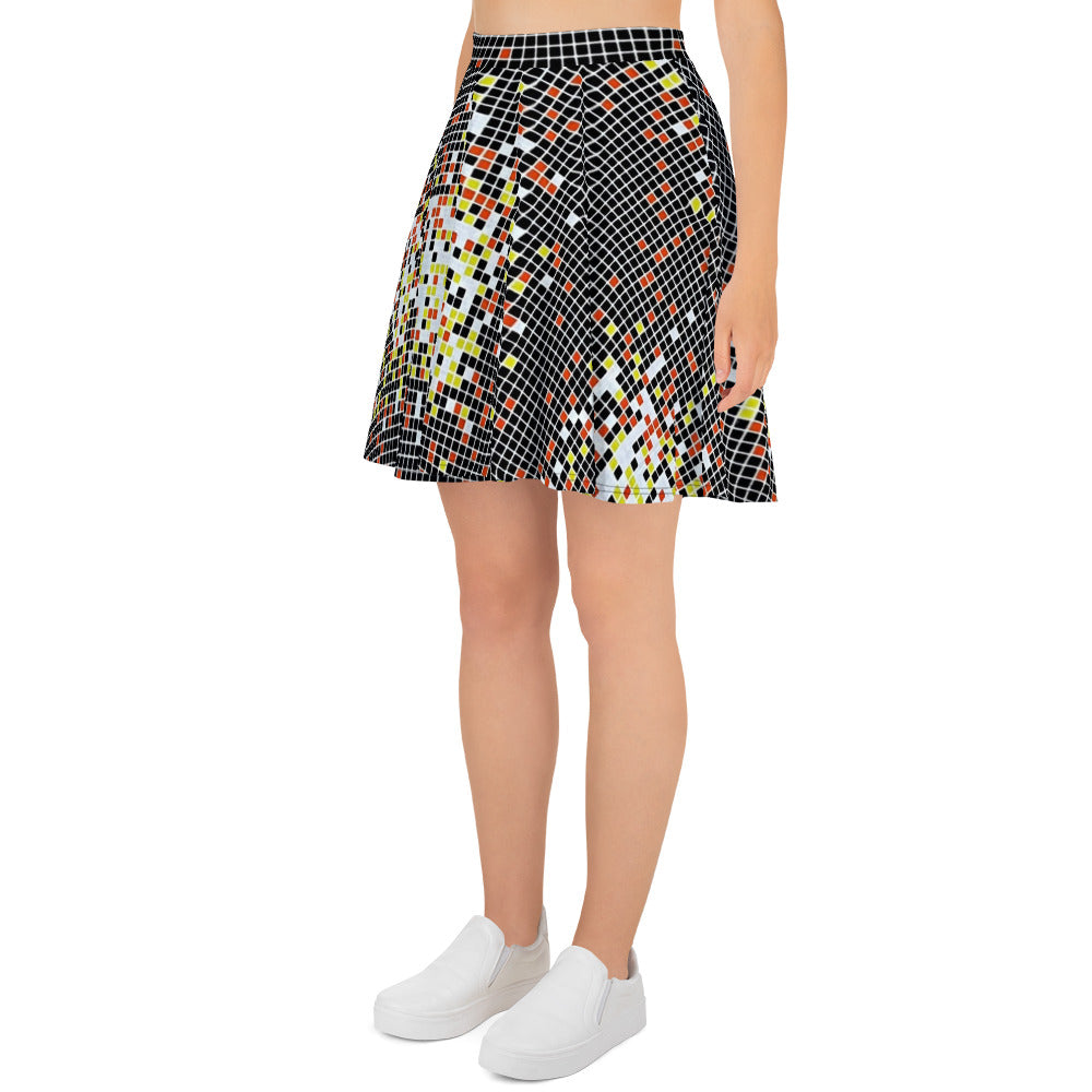 Graphic Square Ankara Skater Skirt