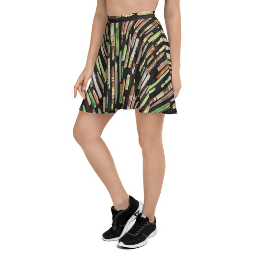 Green Pen Ankara Skater Skirt