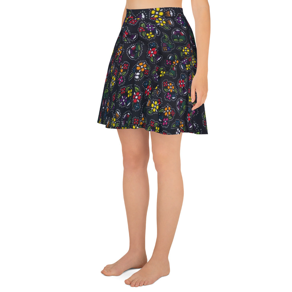 Multicolour Dark Ankara Skater Skirt