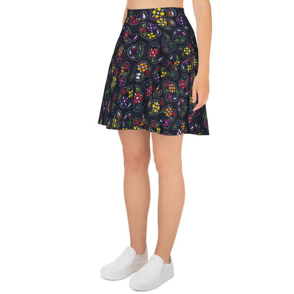 Multicolour Dark Ankara Skater Skirt