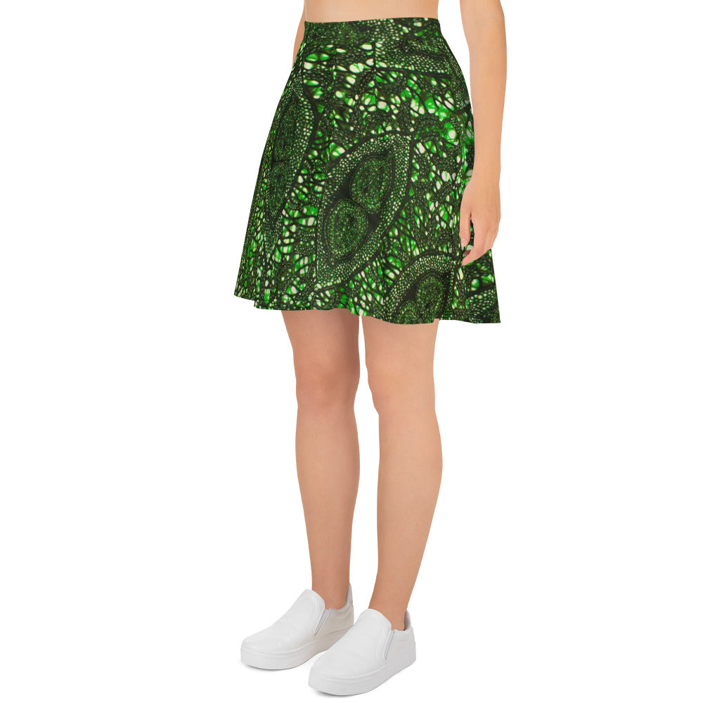 Green Peas Ankara Skater Skirt