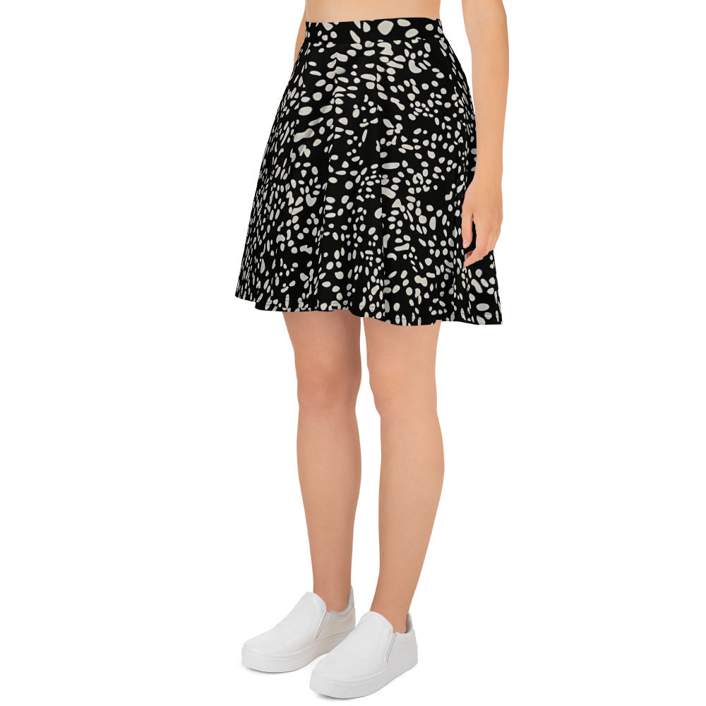 White Dots Adire Skater Skirt