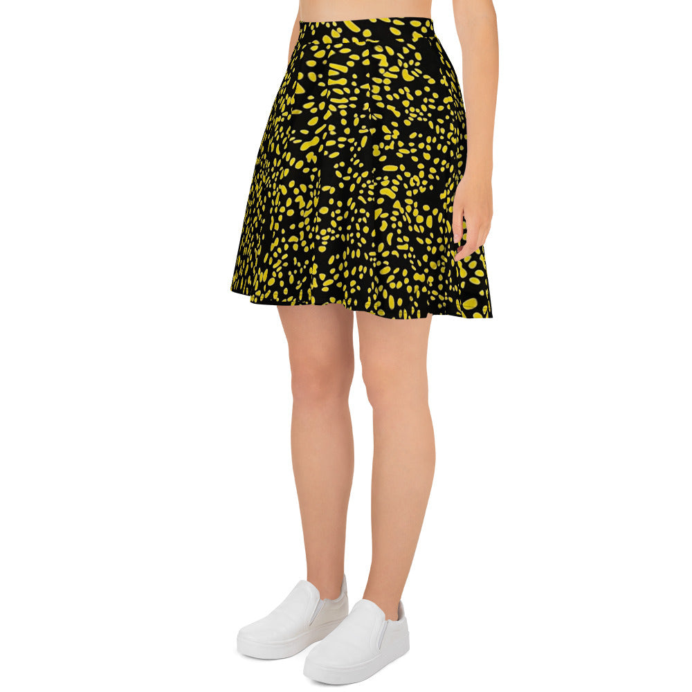 Yellow Dots Adire Skater Skirt