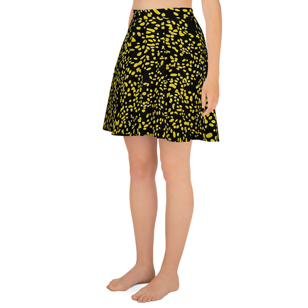 Yellow Dots Adire Skater Skirt