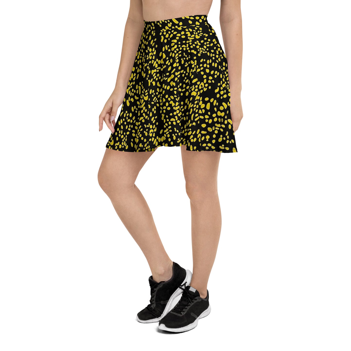 Yellow Dots Adire Skater Skirt