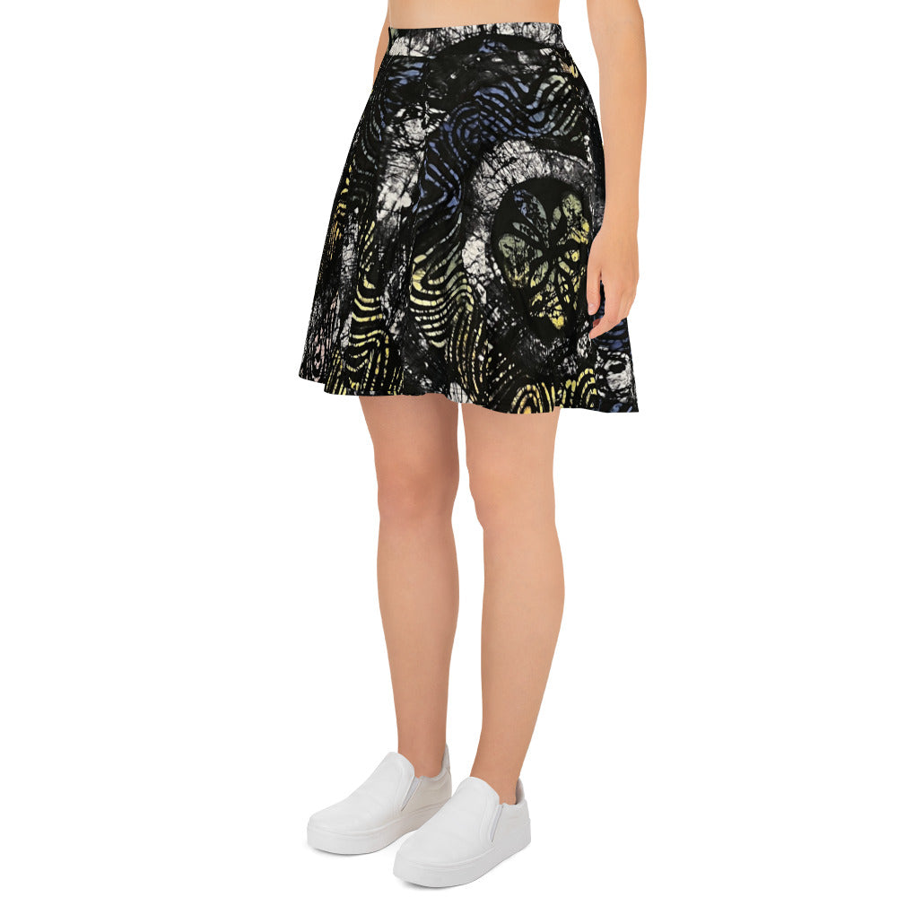 Circles & Swirls Adire Skater Skirt