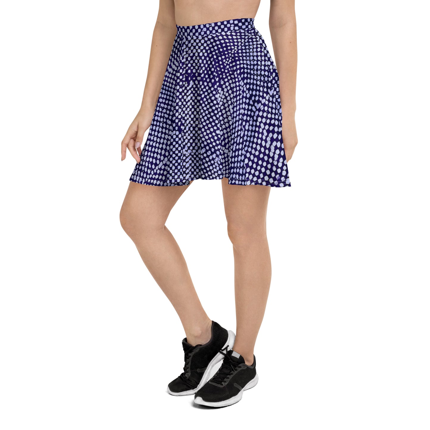 Purple & White Polka Dots Adire Skater Skirt