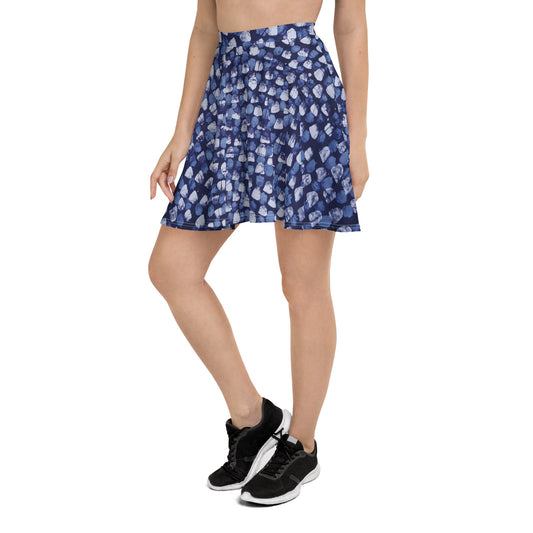 Blue Dotted Adire Skater Skirt