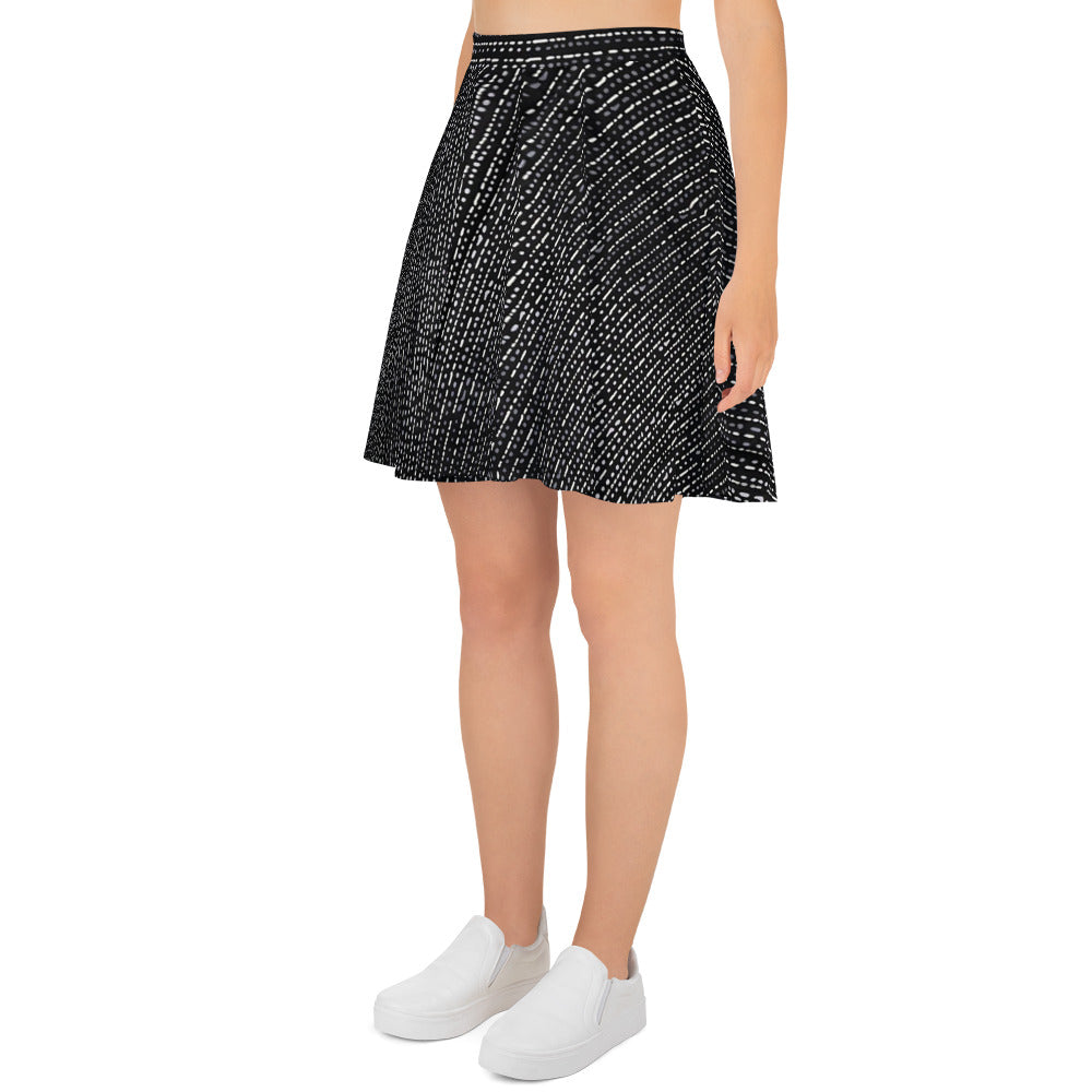 Grey Stripe Adire Skater Skirt