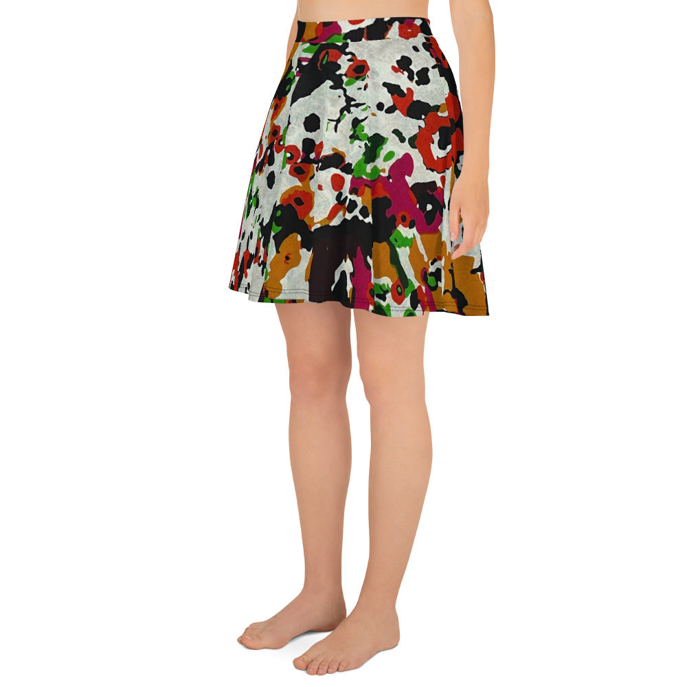 Multicolour Paint Ankara Skater Skirt