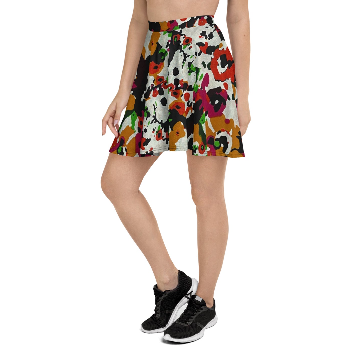 Multicolour Paint Ankara Skater Skirt