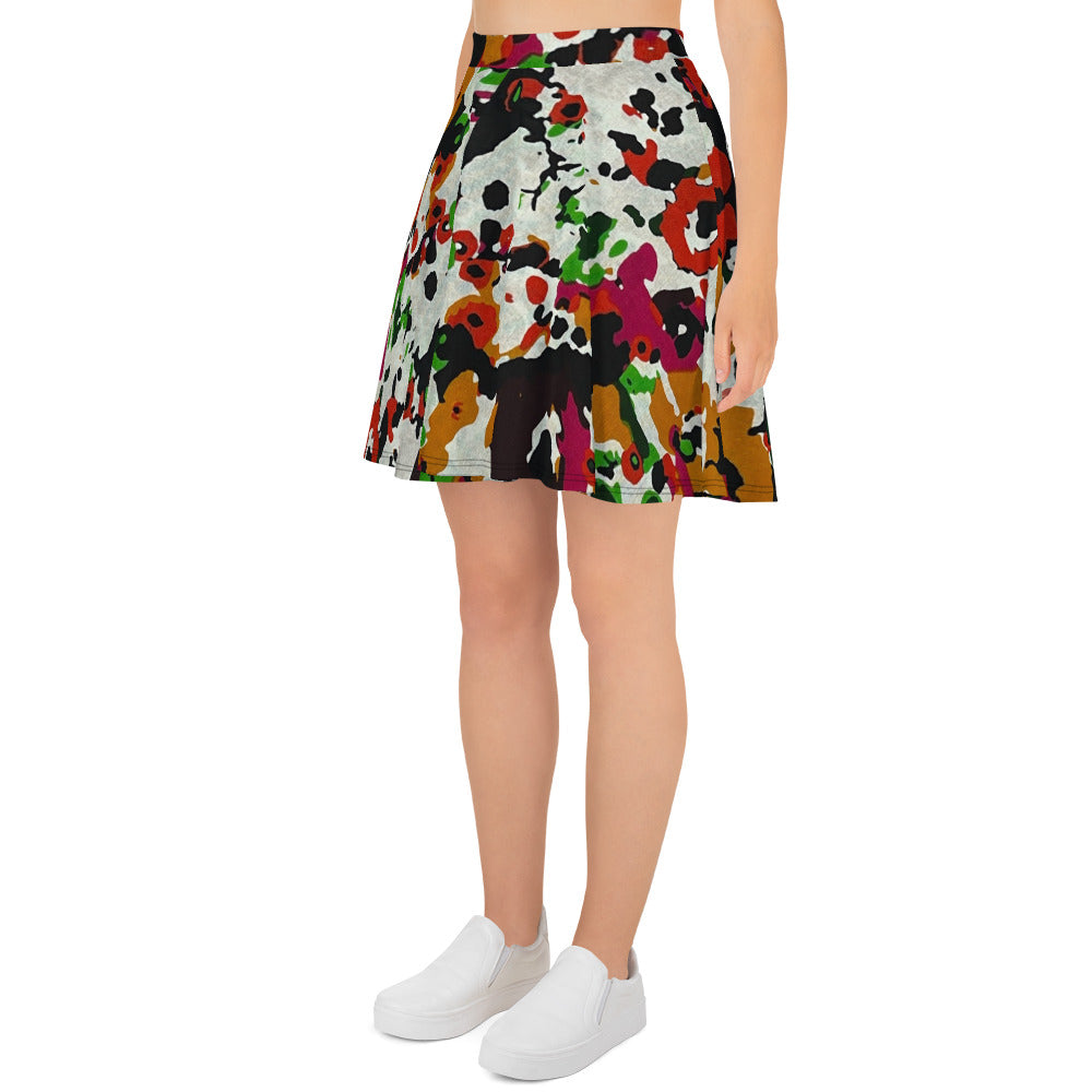 Multicolour Paint Ankara Skater Skirt