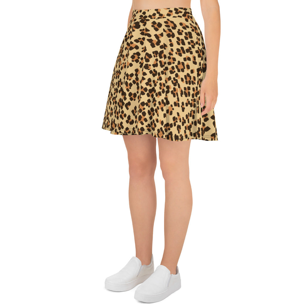 Brown Leopard Skater Skirt