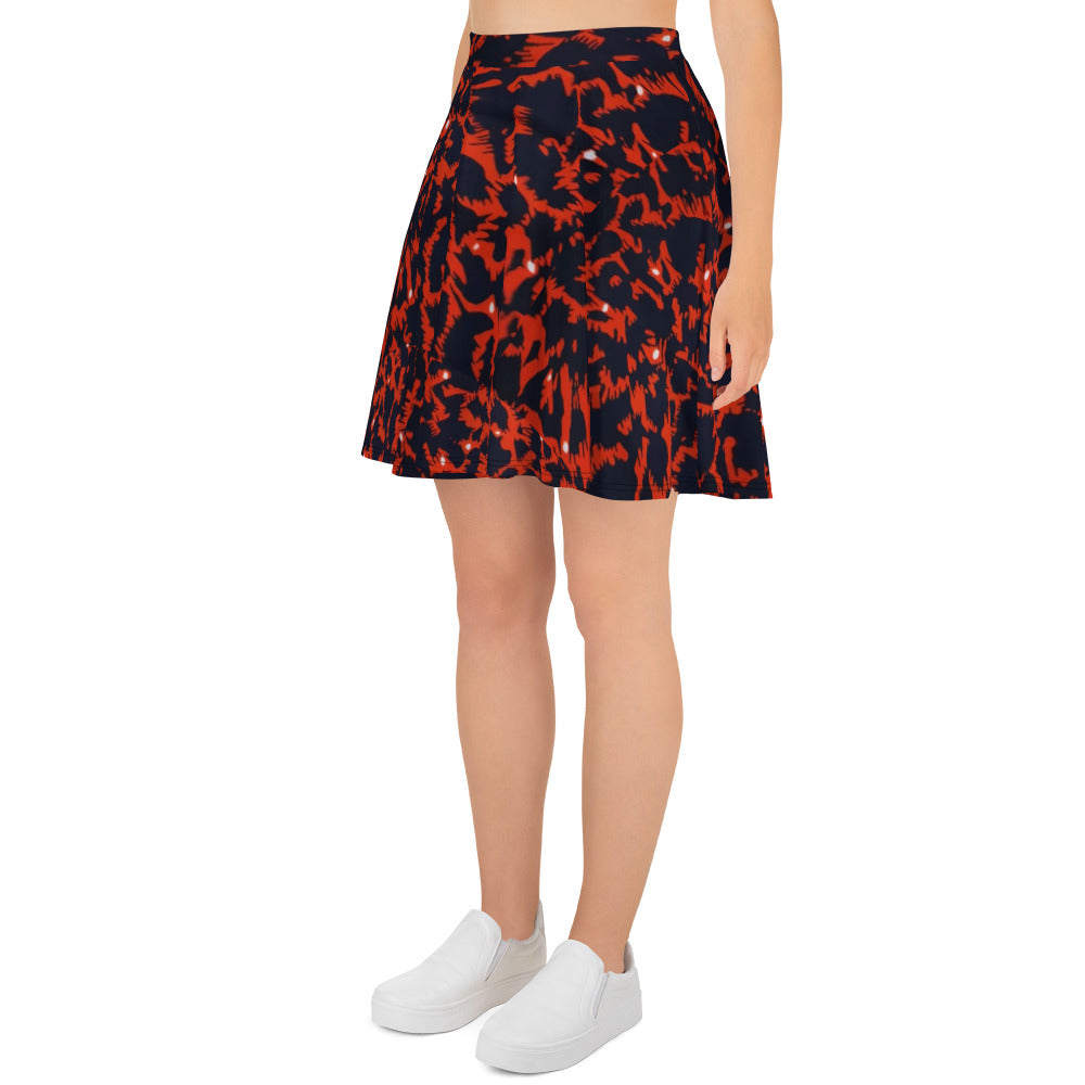 Orange Leopard Skater Skirt