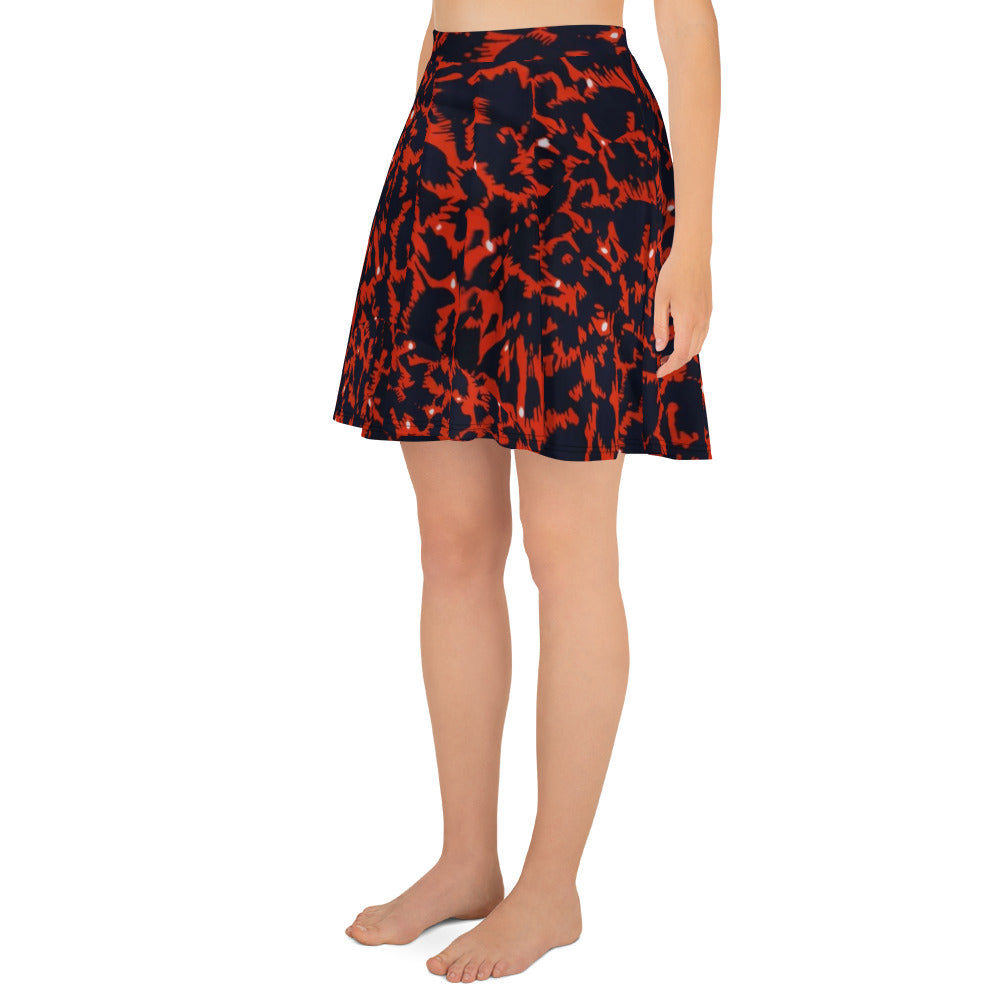 Orange Leopard Skater Skirt