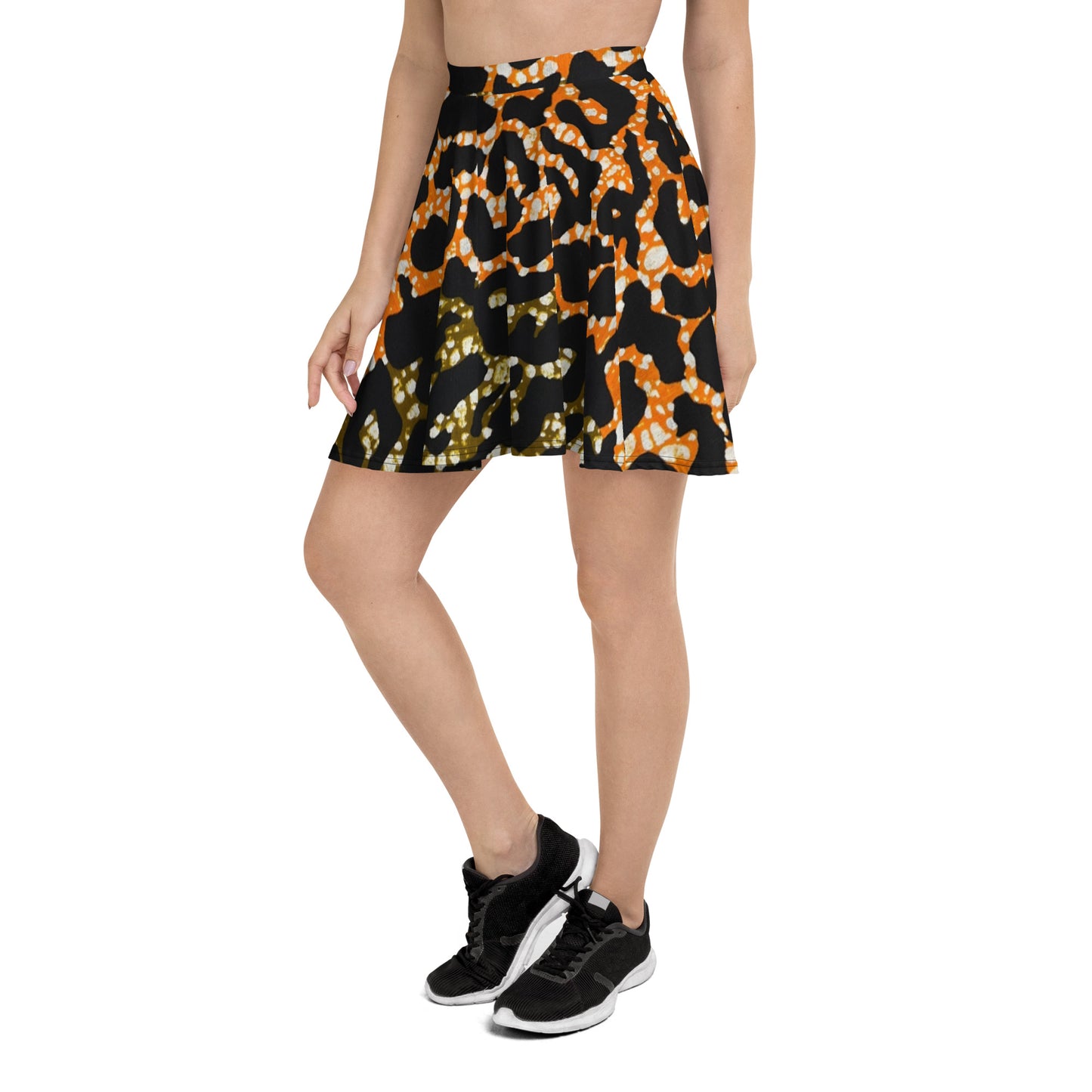 Green Orange Leopard Skater Skirt