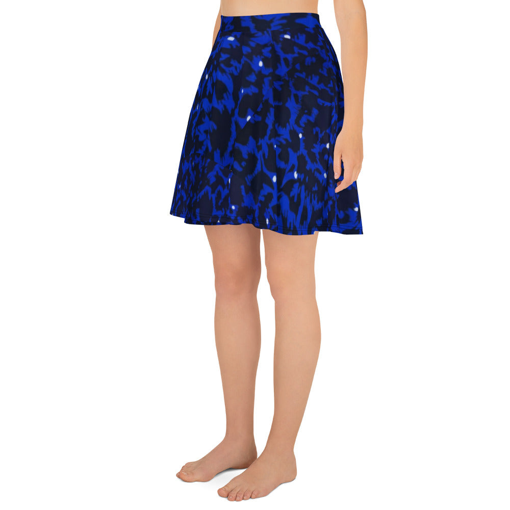 Blue Leopard Skater Skirt