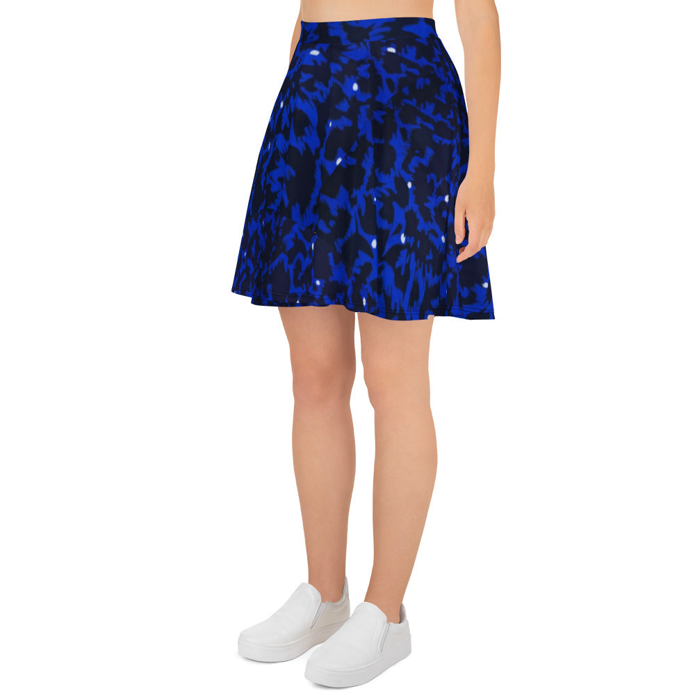 Blue Leopard Skater Skirt