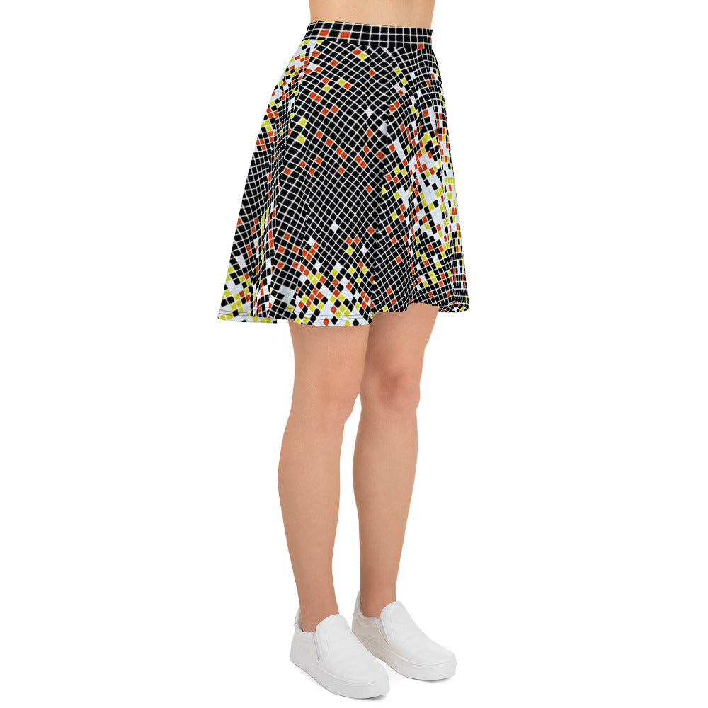 Graphic Square Ankara Skater Skirt