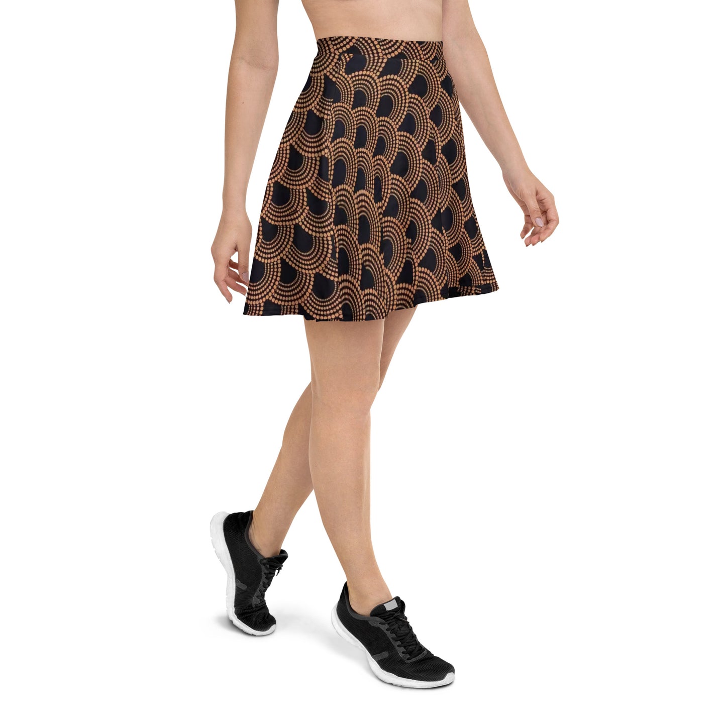 Brown Abstract Ankara Skater Skirt