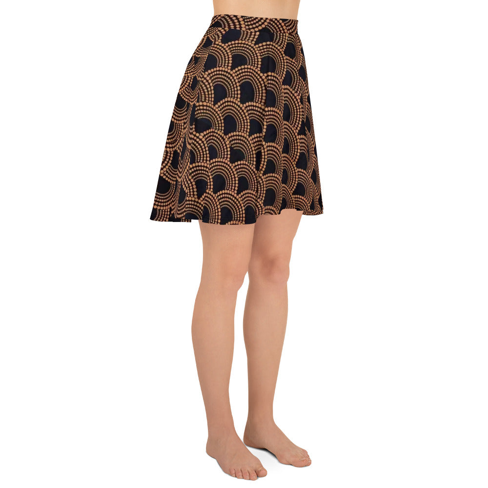 Brown Abstract Ankara Skater Skirt