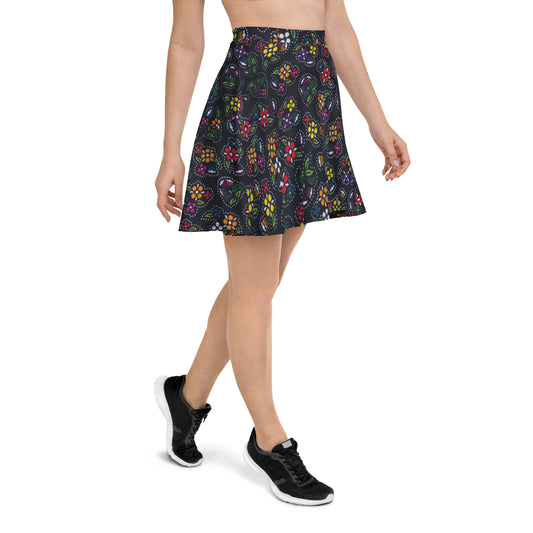 Multicolour Dark Ankara Skater Skirt