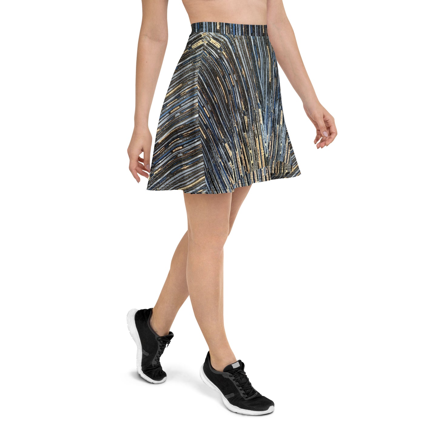 Blue Peach Stripes Ankara Skater Skirt