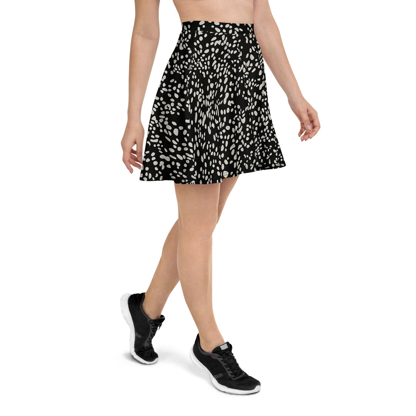 White Dots Adire Skater Skirt