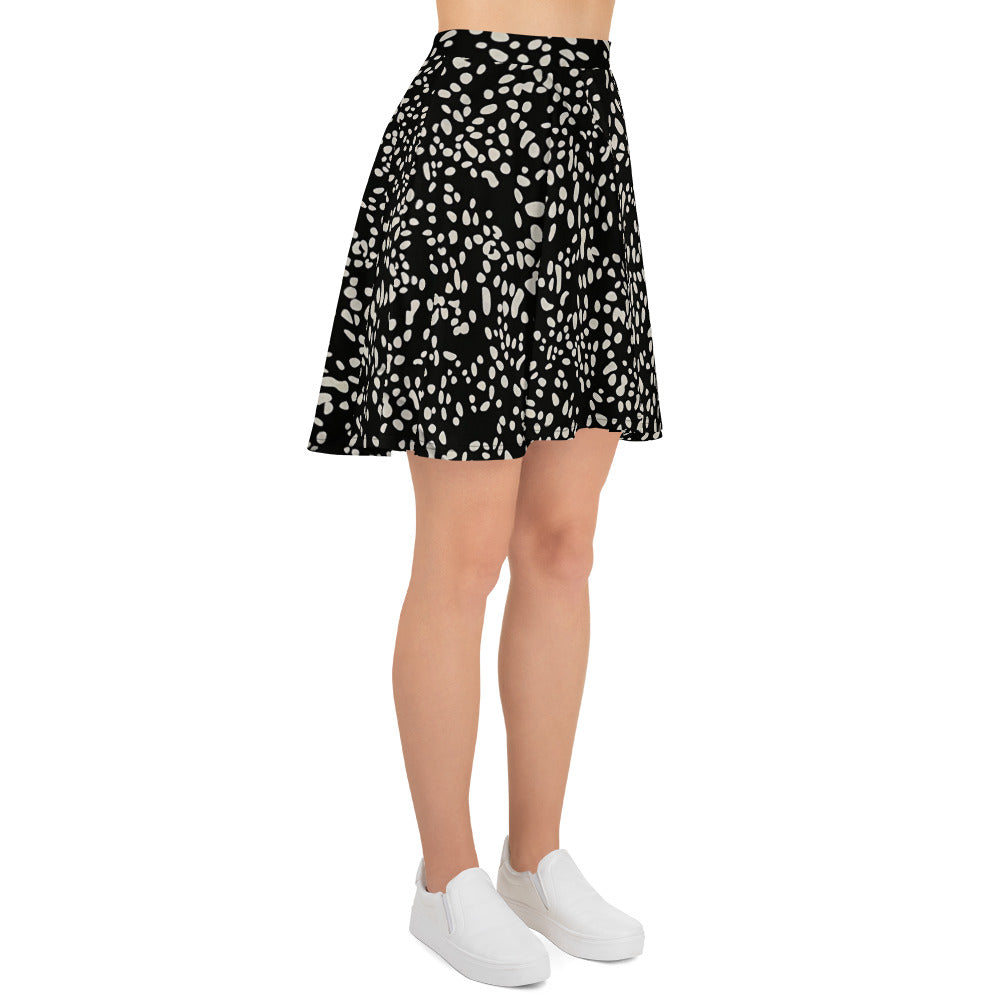 White Dots Adire Skater Skirt