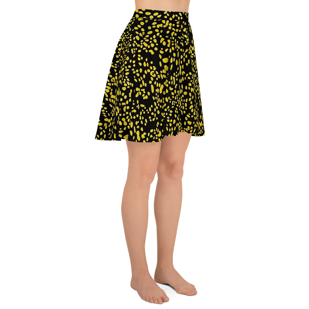 Yellow Dots Adire Skater Skirt