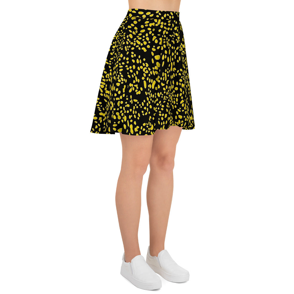 Yellow Dots Adire Skater Skirt