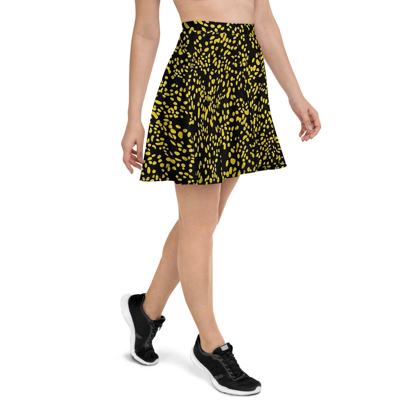 Yellow Dots Adire Skater Skirt