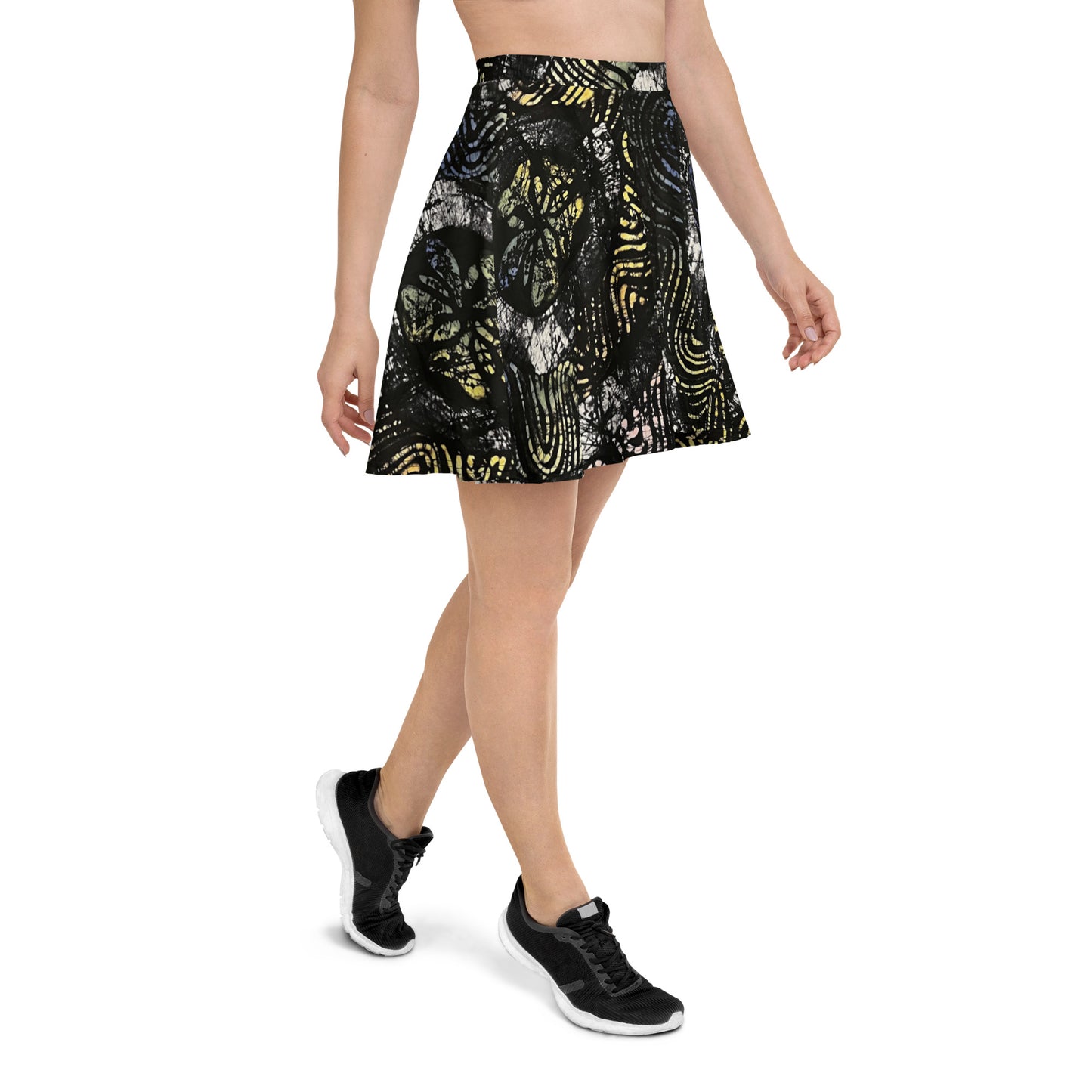 Circles & Swirls Adire Skater Skirt