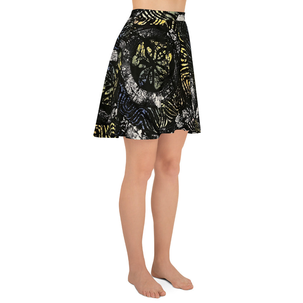 Circles & Swirls Adire Skater Skirt