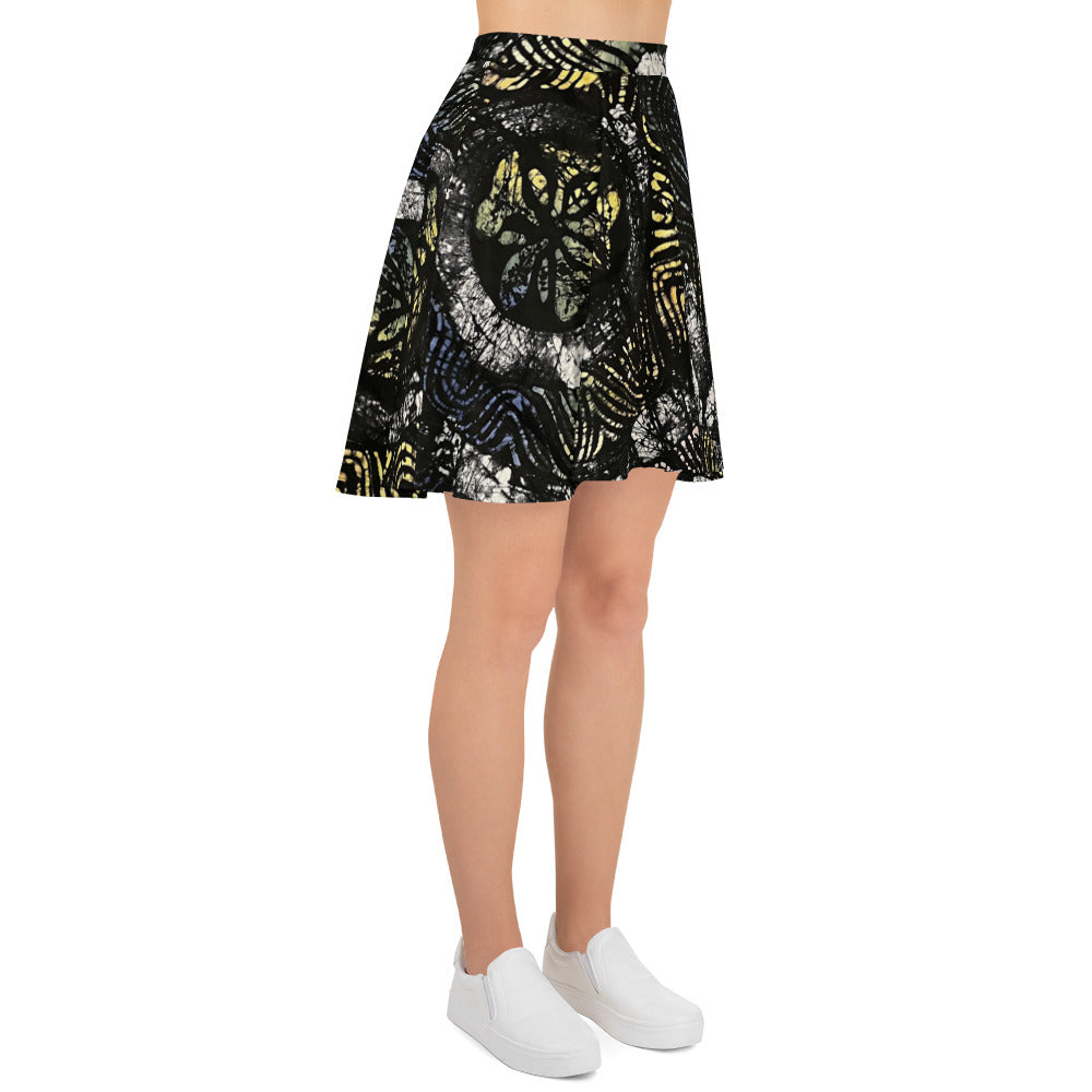 Circles & Swirls Adire Skater Skirt