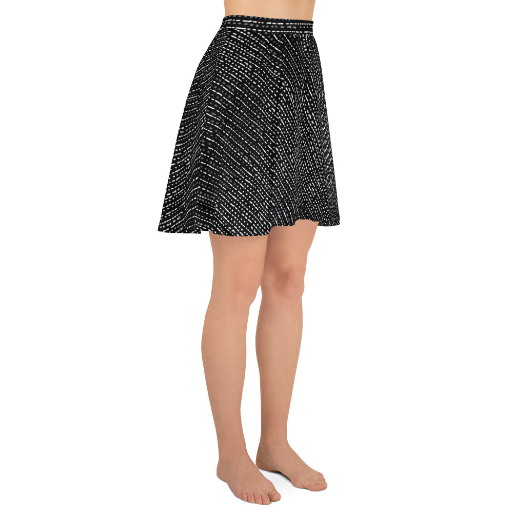 Grey Stripe Adire Skater Skirt