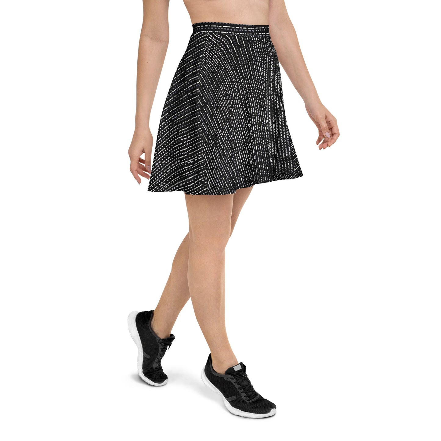 Grey Stripe Adire Skater Skirt