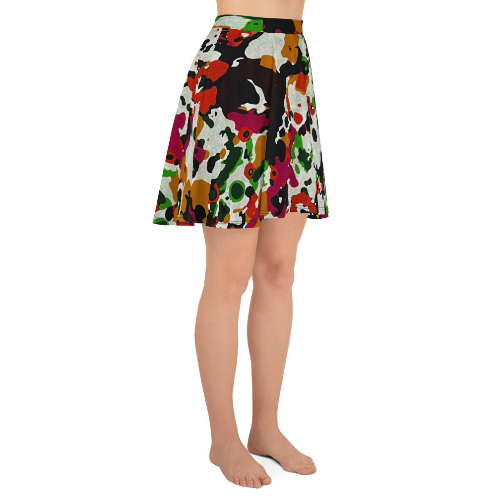 Multicolour Paint Ankara Skater Skirt