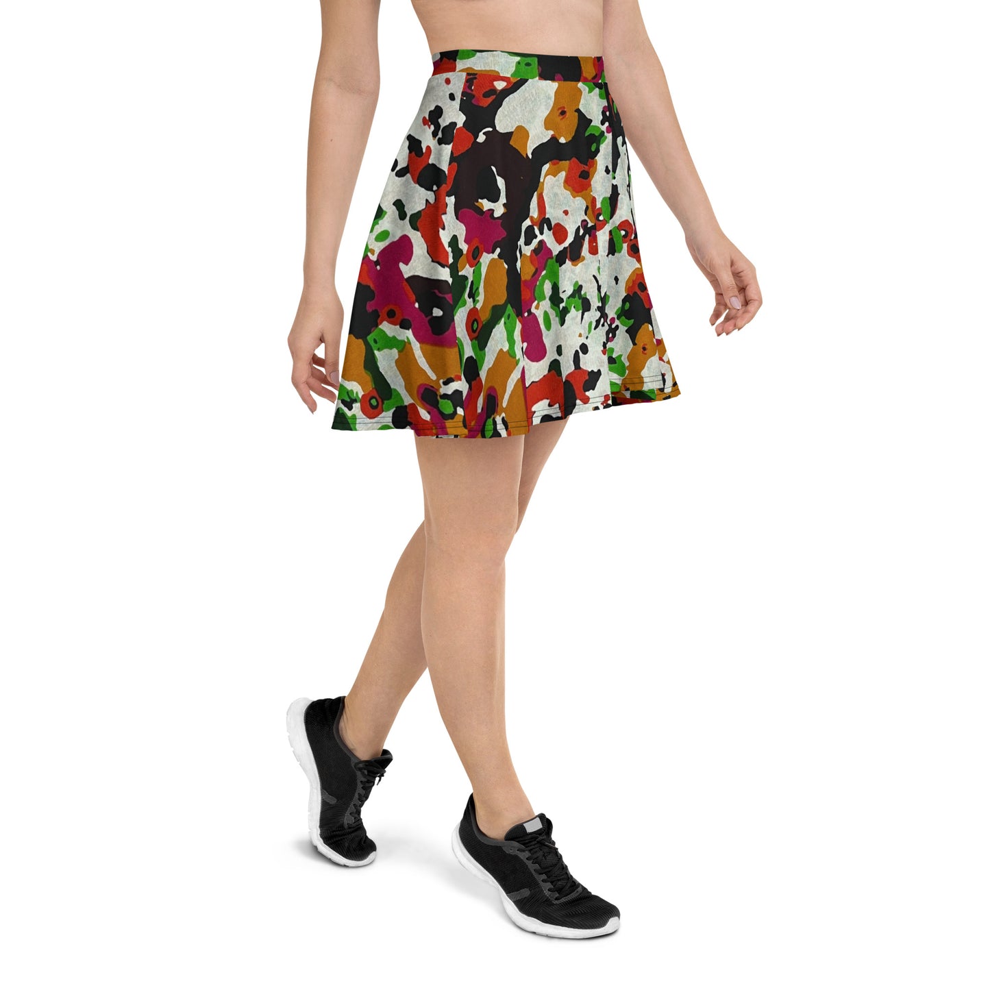 Multicolour Paint Ankara Skater Skirt