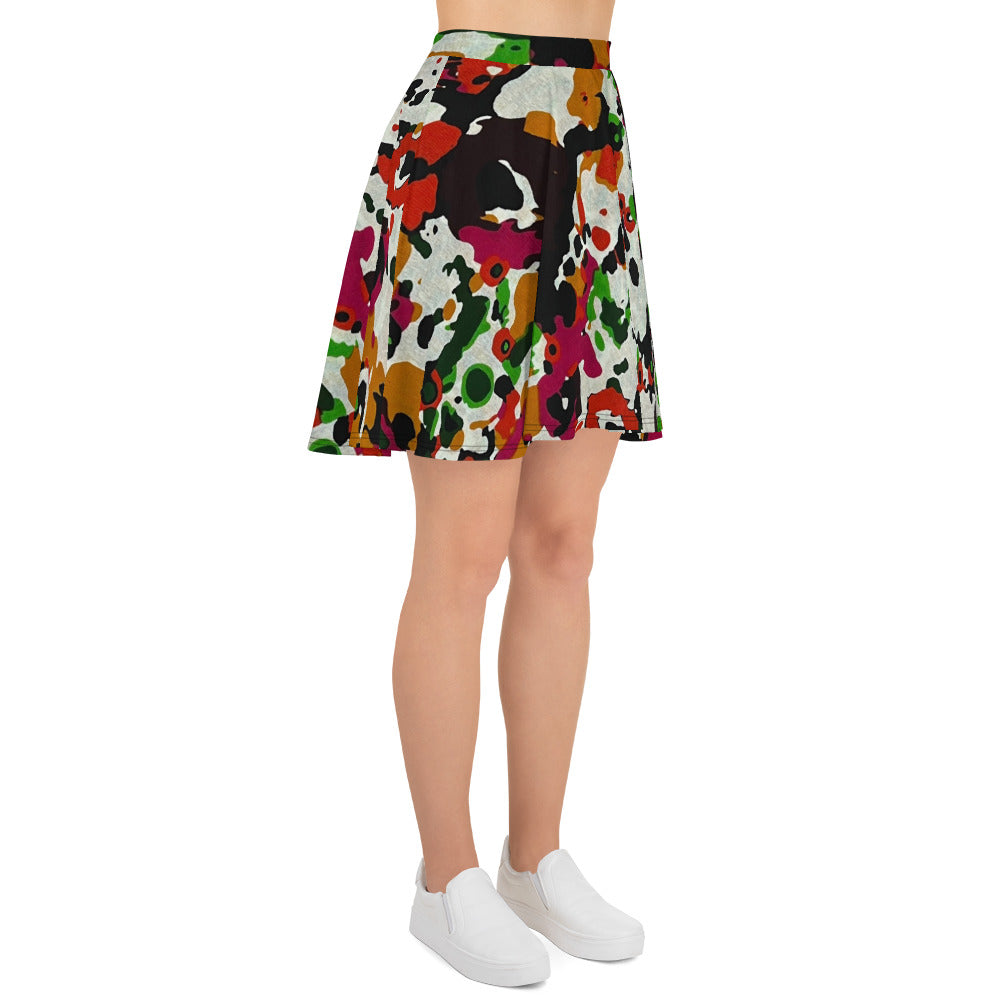 Multicolour Paint Ankara Skater Skirt