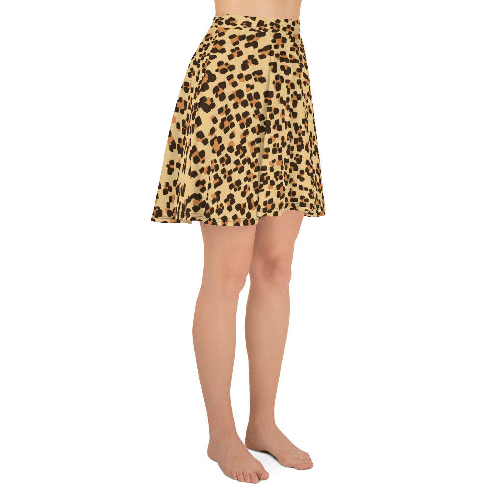 Brown Leopard Skater Skirt