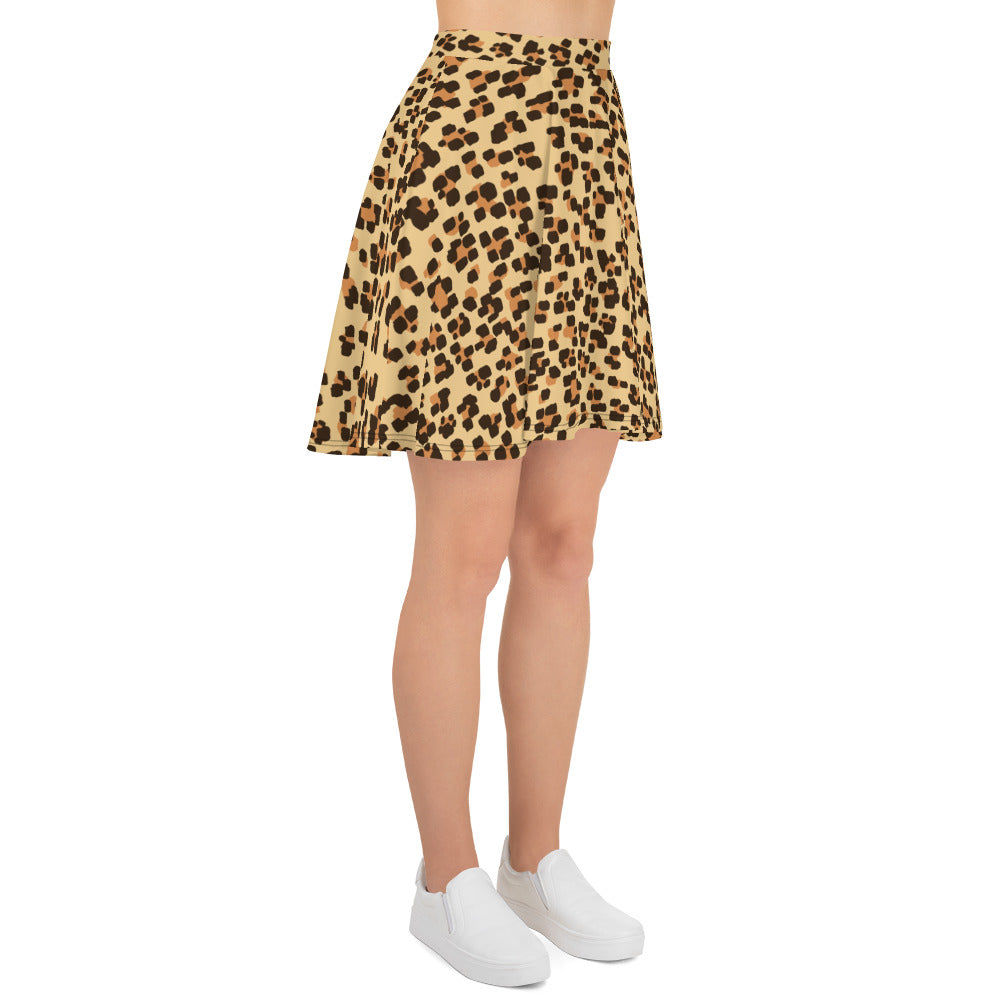 Brown Leopard Skater Skirt