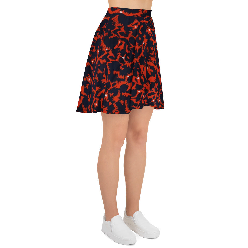 Orange Leopard Skater Skirt