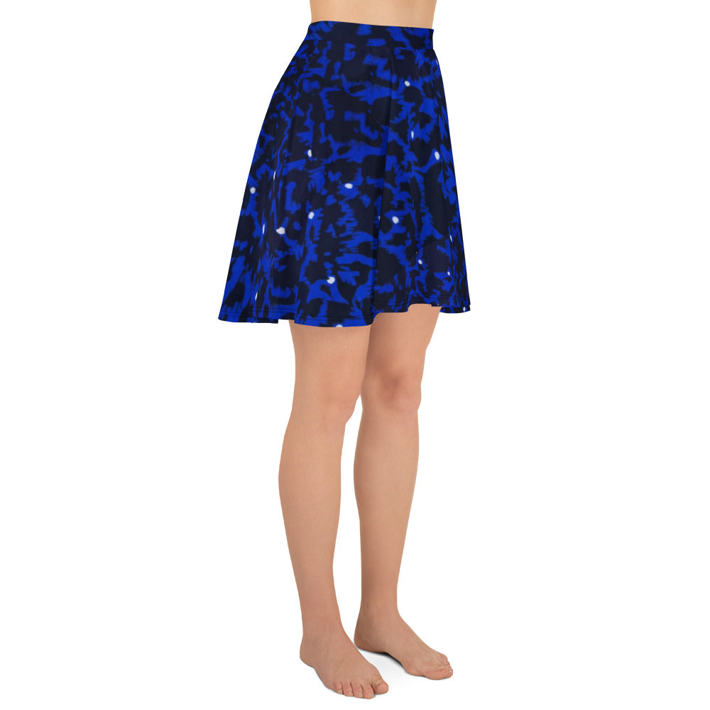 Blue Leopard Skater Skirt